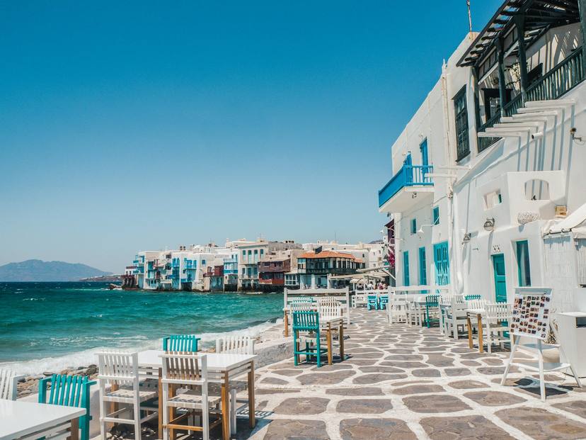 Waterfront bars and beach clubs in the Mediterranean